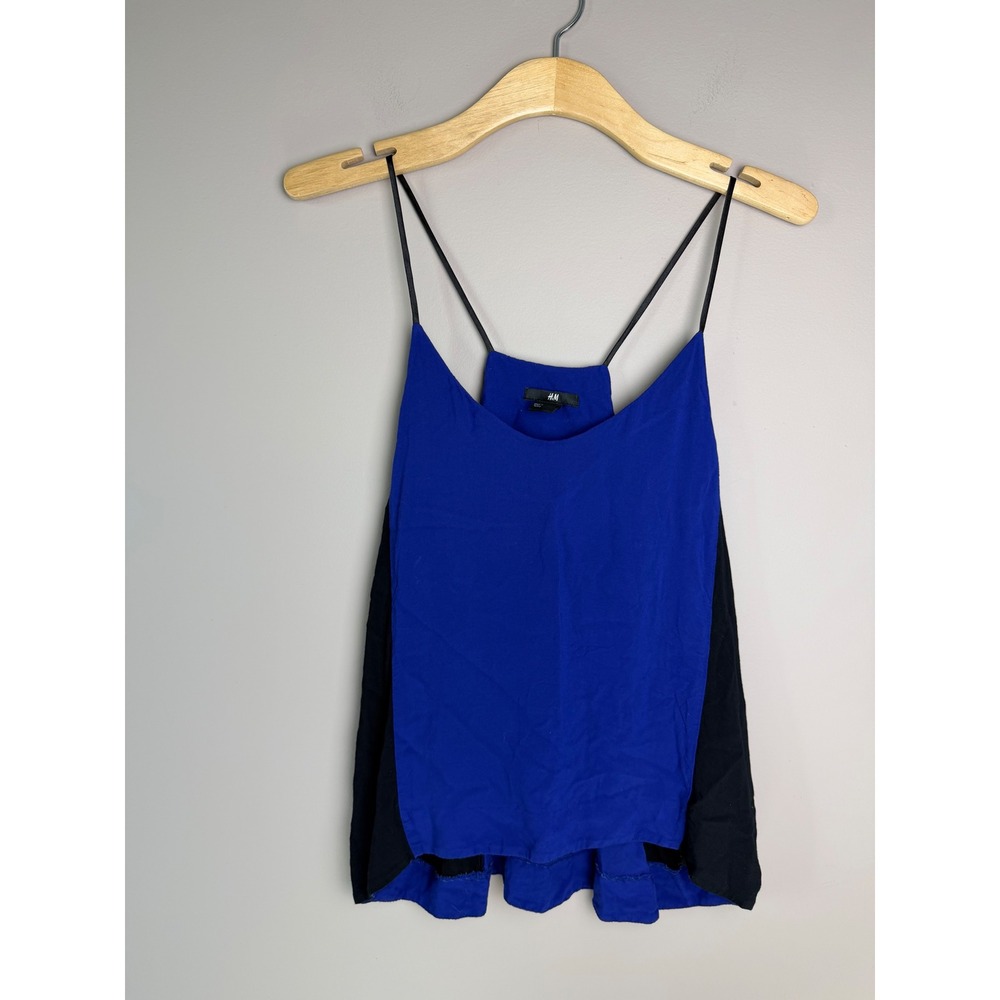 HM Womens Royal Blue Black Colorblock Cami Tank Top Size 8 Viscose